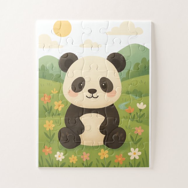 Puzzle Panda adorable en un prado de primavera - Pu anima (Vertical)