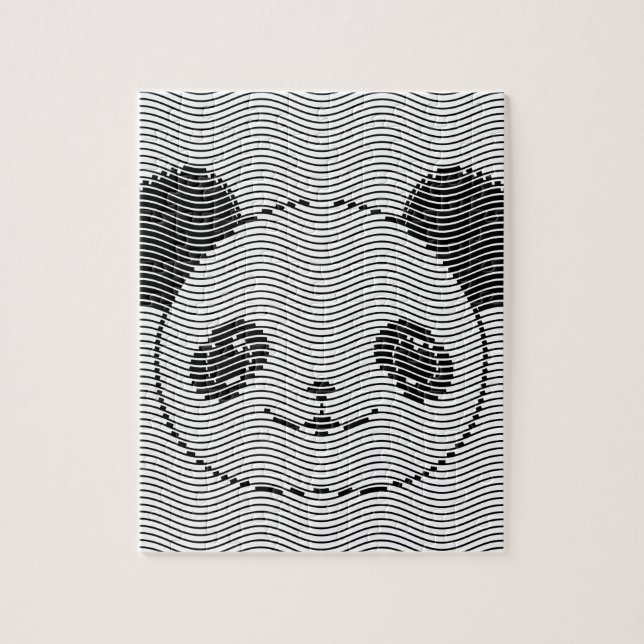 Puzzle Panda Bear Face On Wave Pattern (Vertical)