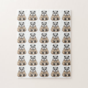Puzzle Panda Café Dibujo Animado Demasiado Cansado Para F