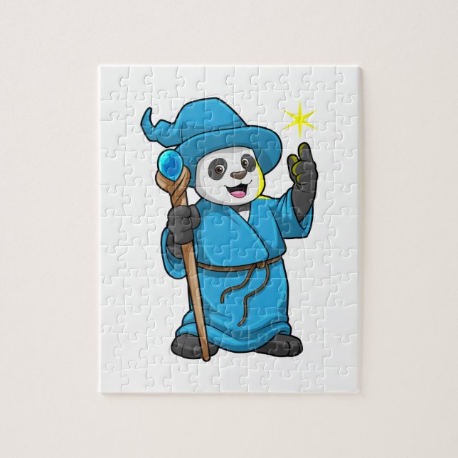 Puzzle Panda como asistente con varita mágica (Vertical)