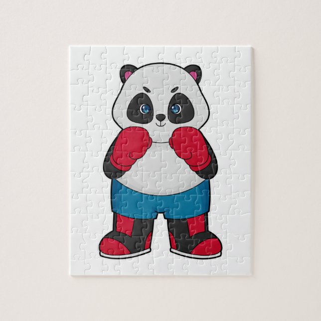 Puzzle Panda como boxeador con guantes de boxeo (Vertical)