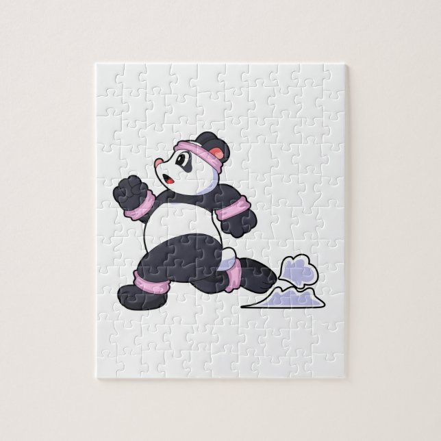 Puzzle Panda como corredor en carrera (Vertical)