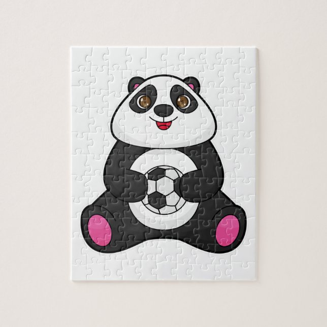 Puzzle Panda como jugador de fútbol con pelota de fútbol (Vertical)