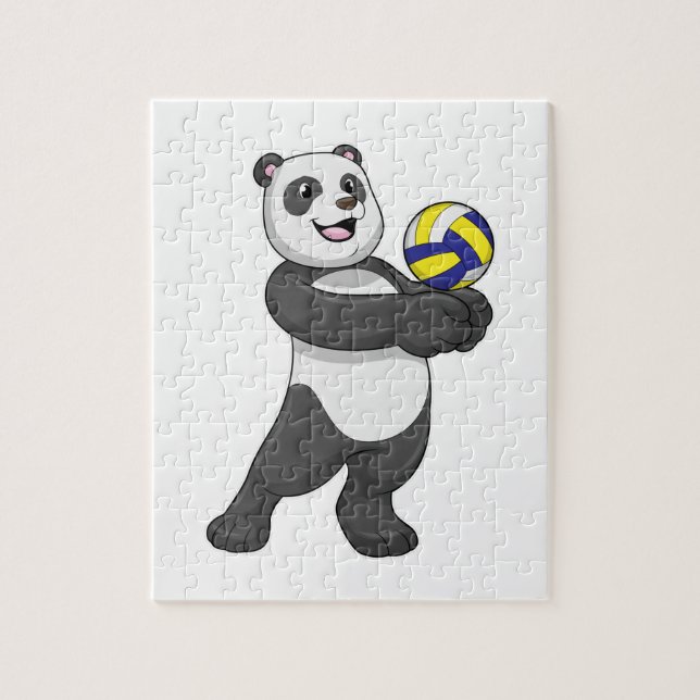 Puzzle Panda como jugador de voleibol con voleibol (Vertical)