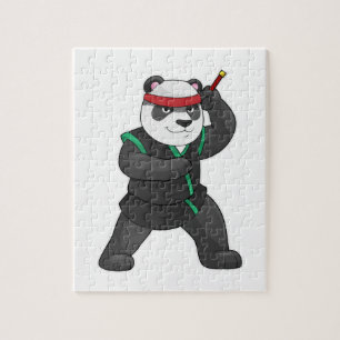 Puzzle Panda como Ninja en disfraz