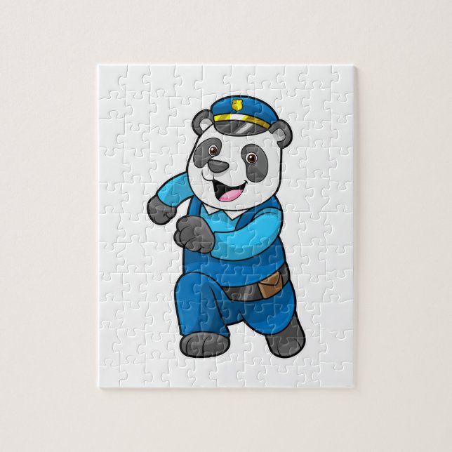 Puzzle Panda como oficial de policía con gorra de policía (Vertical)