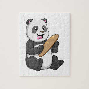 Puzzle Panda como panadero con pan