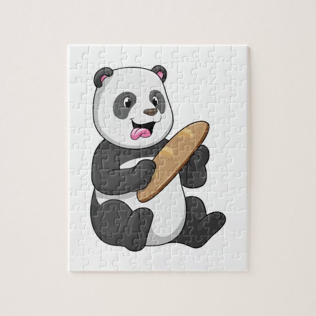 Puzzle Panda como panadero con pan (Vertical)