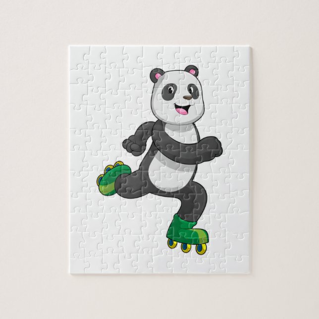 Puzzle Panda como patinador en línea con patines (Vertical)