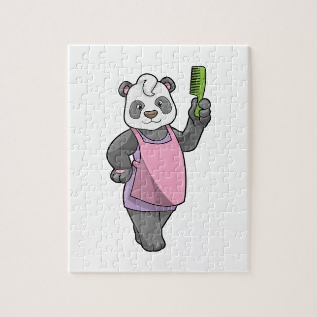 Puzzle Panda como peluquero con comb (Vertical)