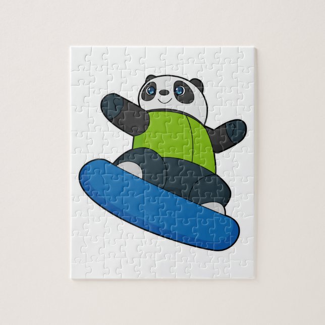 Puzzle Panda como snowboard con snowboard (Vertical)
