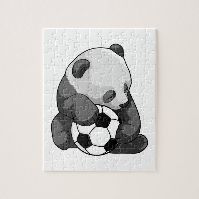 Puzzle Panda con balón de fútbol (Vertical)