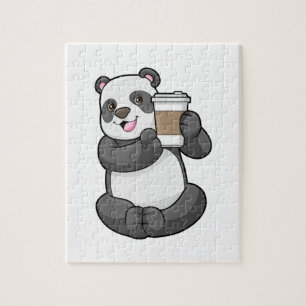 Puzzle Panda con el café a ir