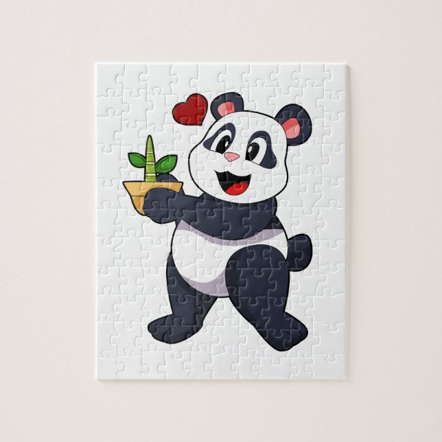 Puzzle Panda con flores de bambú (Vertical)