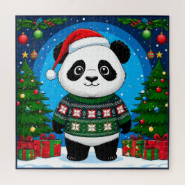 Puzzle Panda de Navidad en Suéter para la Familia en las 