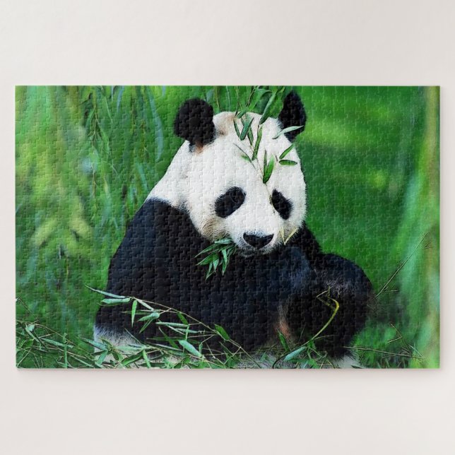 Puzzle Panda Eating Leaves (Horizontal)