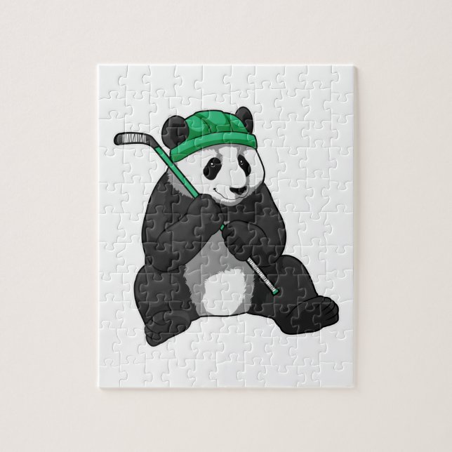 Puzzle Panda en hockey sobre hielo con bastón de hockey s (Vertical)