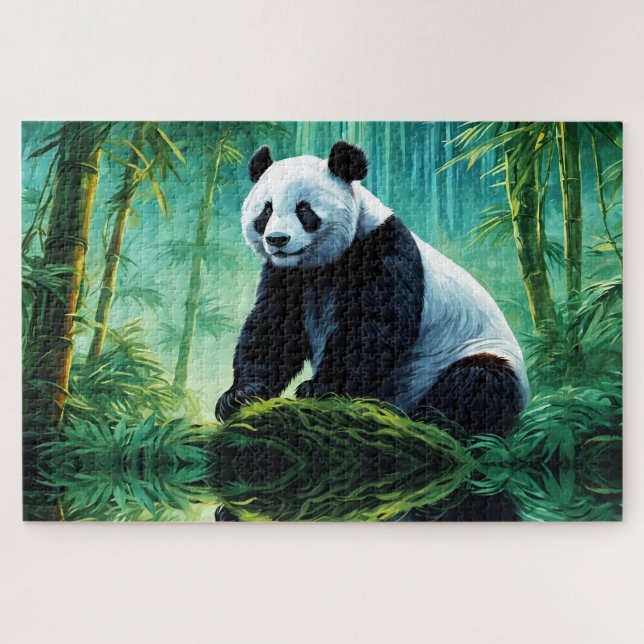 Puzzle Panda gigante en el bosque de Bambú (Horizontal)