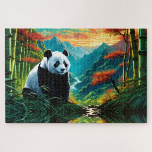 Puzzle Panda gigante en la montaña