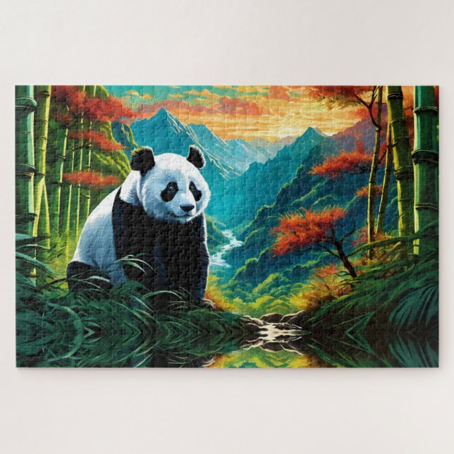 Puzzle Panda gigante en la montaña (Horizontal)