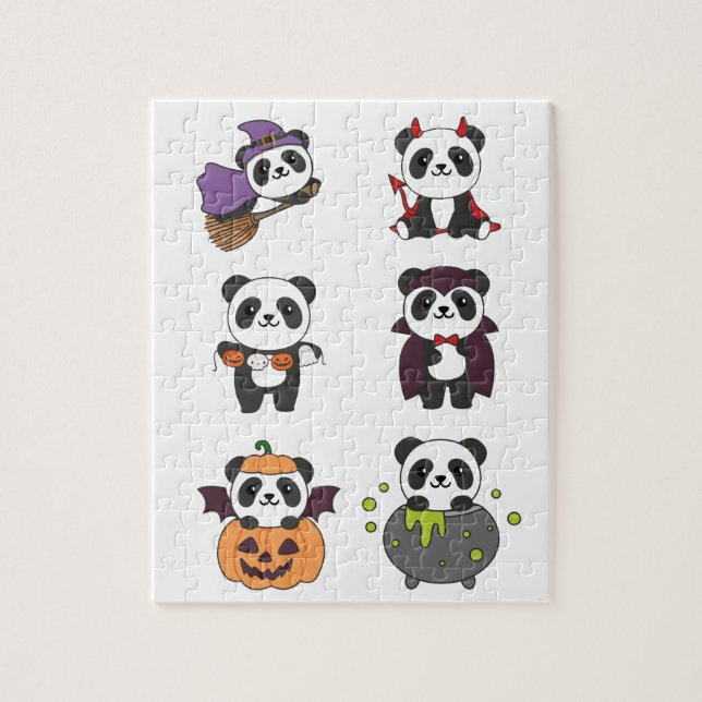 Puzzle Panda Halloween Bruja Devil Calabaza Vampiro Jigsa (Vertical)