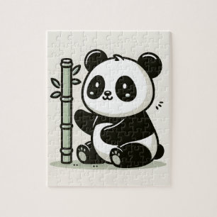 Puzzle Panda lindo con bambú
