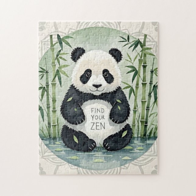 Puzzle Panda lindo de gran chubby sentado en una pose de  (Vertical)
