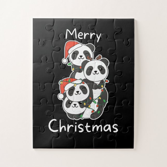 Puzzle Panda Navidades navideños Animales Pandas (Vertical)