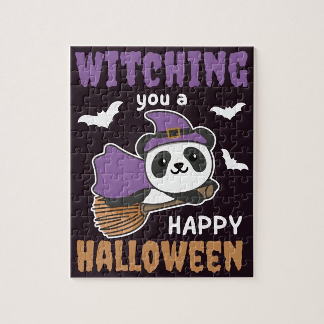Puzzle Panda Witch Witti A Happy Halloween Jigsaw (Vertical)