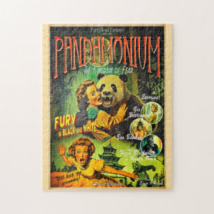 Puzzle Pandamonium Funny Panda retro poster de películas
