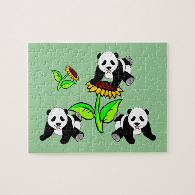 Puzzle Pandas del girasol (Horizontal)