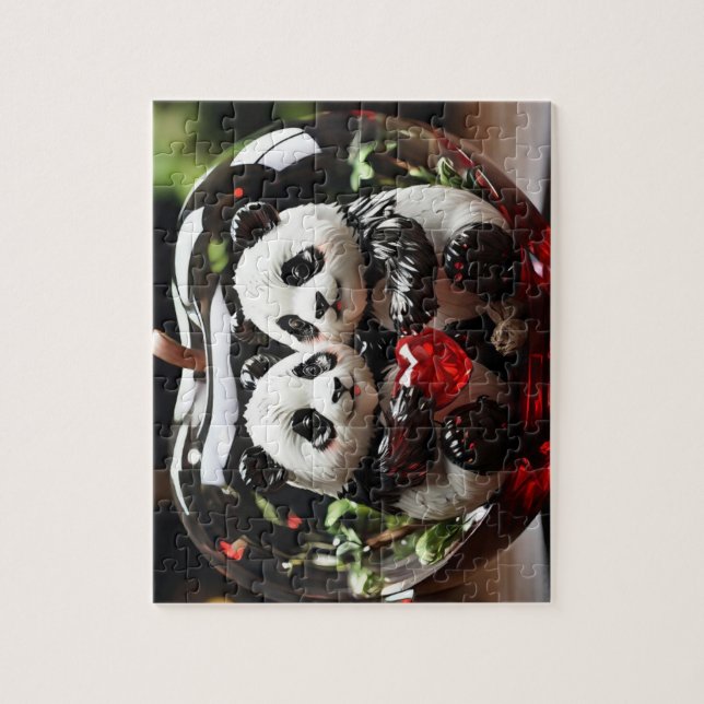 Puzzle Pandas en el corazón de vidrio (Vertical)