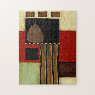 Puzzle Panel multicolor con hoja marrón