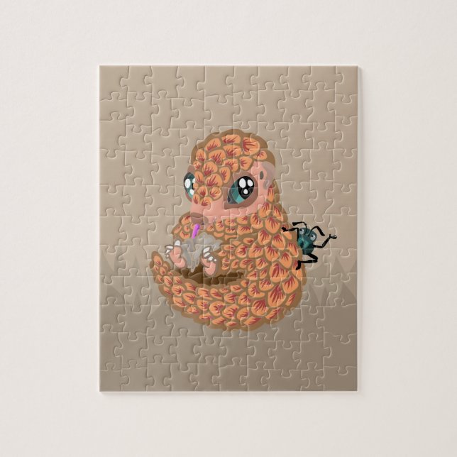 Puzzle Pangolin del bebé con la hormiga (Vertical)