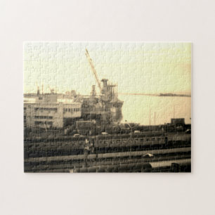 Puzzle Panorama del puerto de Argel Argelia vintage