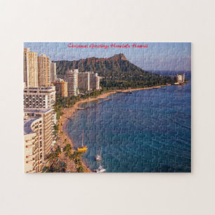 Puzzle Panorama marino de Honolulu Hawaii. Saludos de Nav