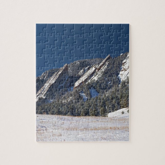 Puzzle Panorama sacado el polvo nieve de Flatirons (Vertical)