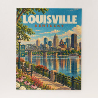 Puzzle Panorama vintage de Louisville junto al río Ohio