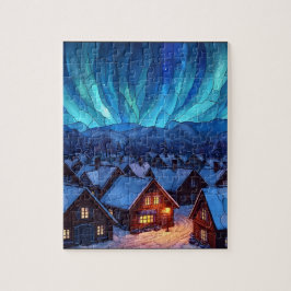 Puzzle Panoramic Stained Glass Winter Village