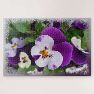 Puzzle Pansias moradas blancas