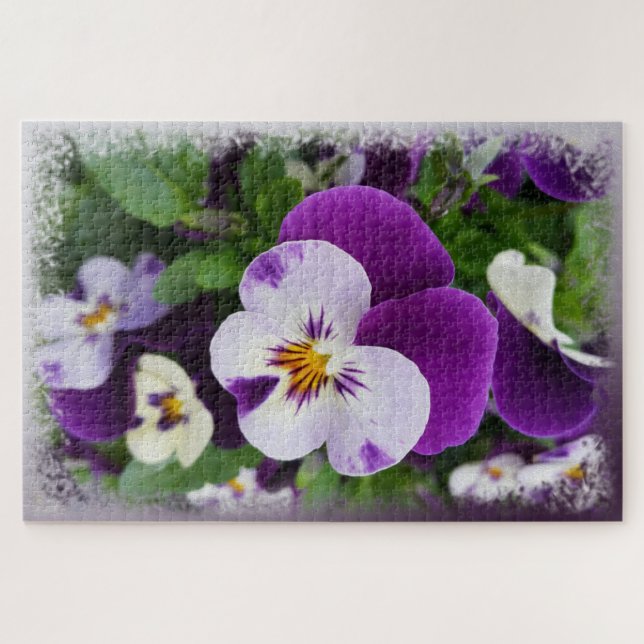Puzzle Pansias moradas blancas (Horizontal)