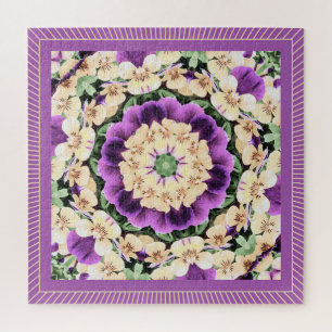 Puzzle Pansies Mandala: Púrpura antiguo