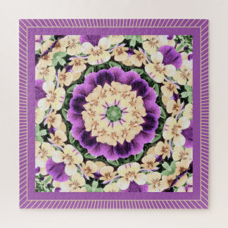 Puzzle Pansies Mandala: Púrpura antiguo