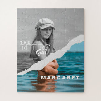 Puzzle Pantalla retro de fotografía retratada en blanco y