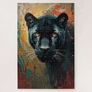 Puzzle Pantera Negra Artística - Pintura al Óleo Vibrante