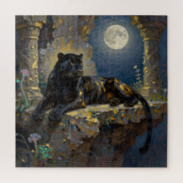 Puzzle Pantera negra bajo la luna llena 