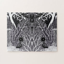 Puzzle Pantera negra en la jungla - dibujo a lápiz