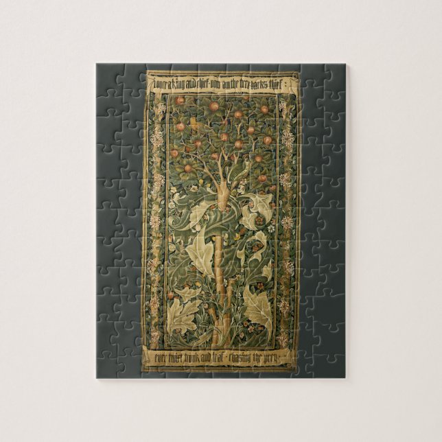 Puzzle Pañuelo de madera por William Morris, arte textil  (Vertical)