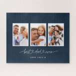 Puzzle papá lindo guión moderno multifotografía<br><div class="desc">Papá lindo guión moderno regalo de triptch con fotos múltiples. El color azul marino puede cambiarse para adaptarse a la decoración de tu casa.</div>