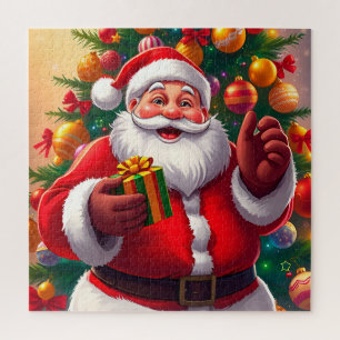 Puzzle Papá Noel con árbol de Navidad y regalos